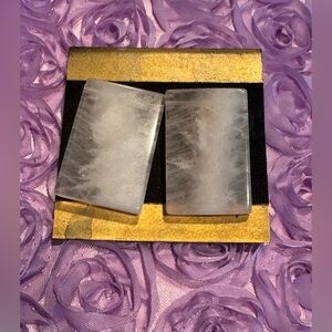 Rose quartz rectangular beads (20x30mm) w/ 14k posts